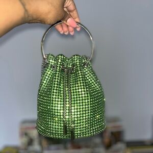 Green Rhinestone Bucket Bag